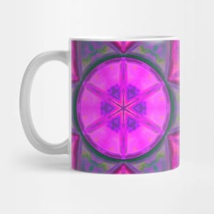 Mosaic Kaleidoscope Flower Pink Black and Orange Mug